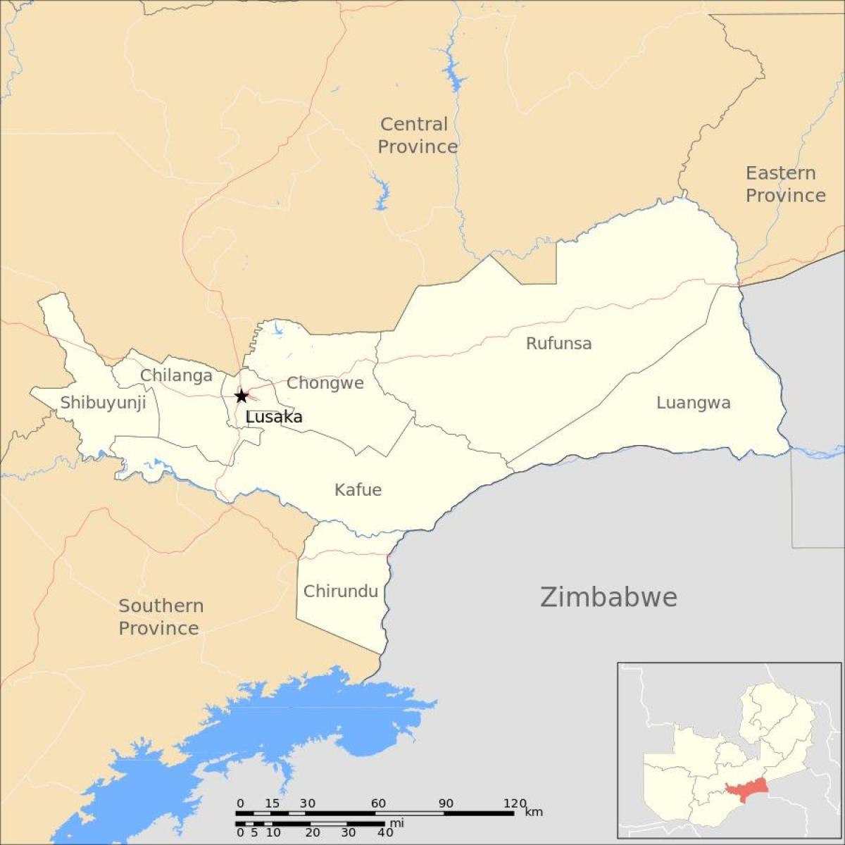 Kart av lusaka Zambia