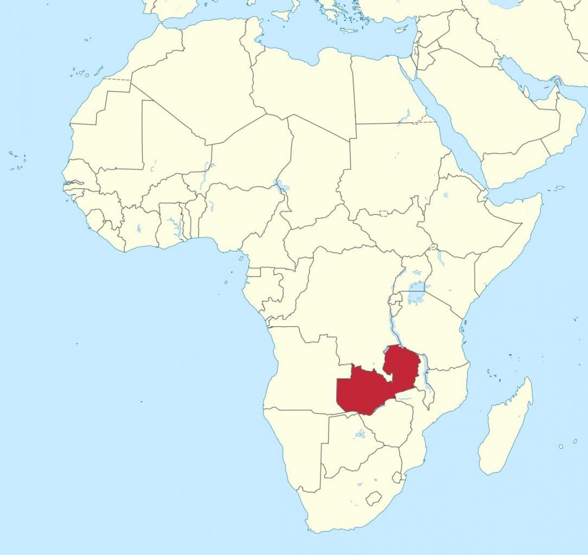 kart over afrika som viser Zambia