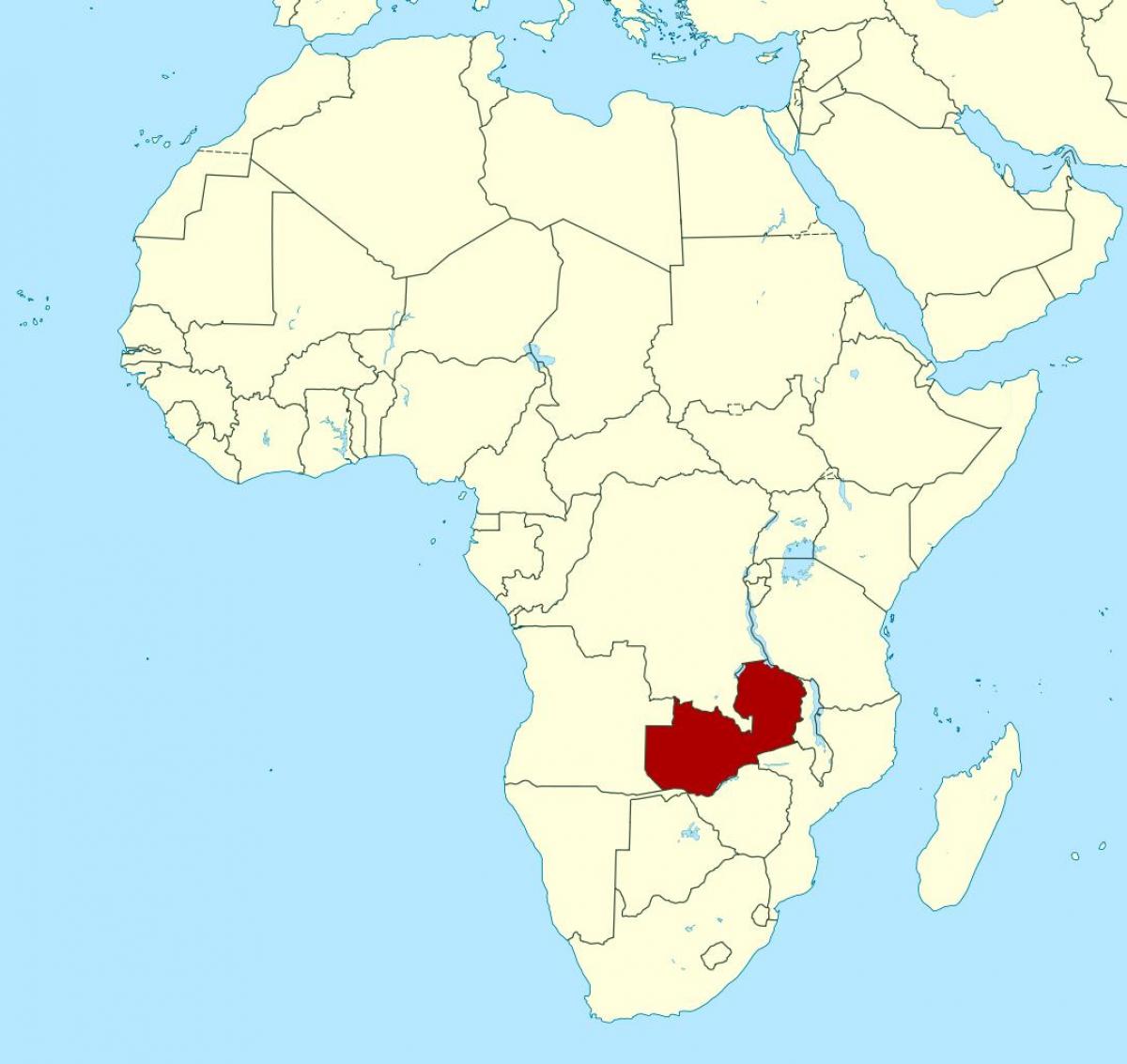 Kart over Zambia plassering på verden