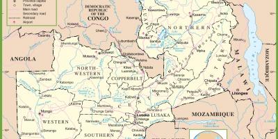Kart av politiske Zambia